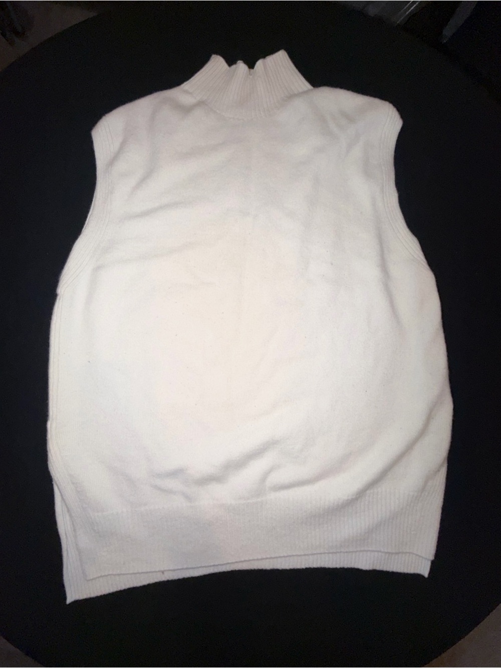 Athleta Merino Wool Cashmere Mock Neck Sweater Vest Cream L